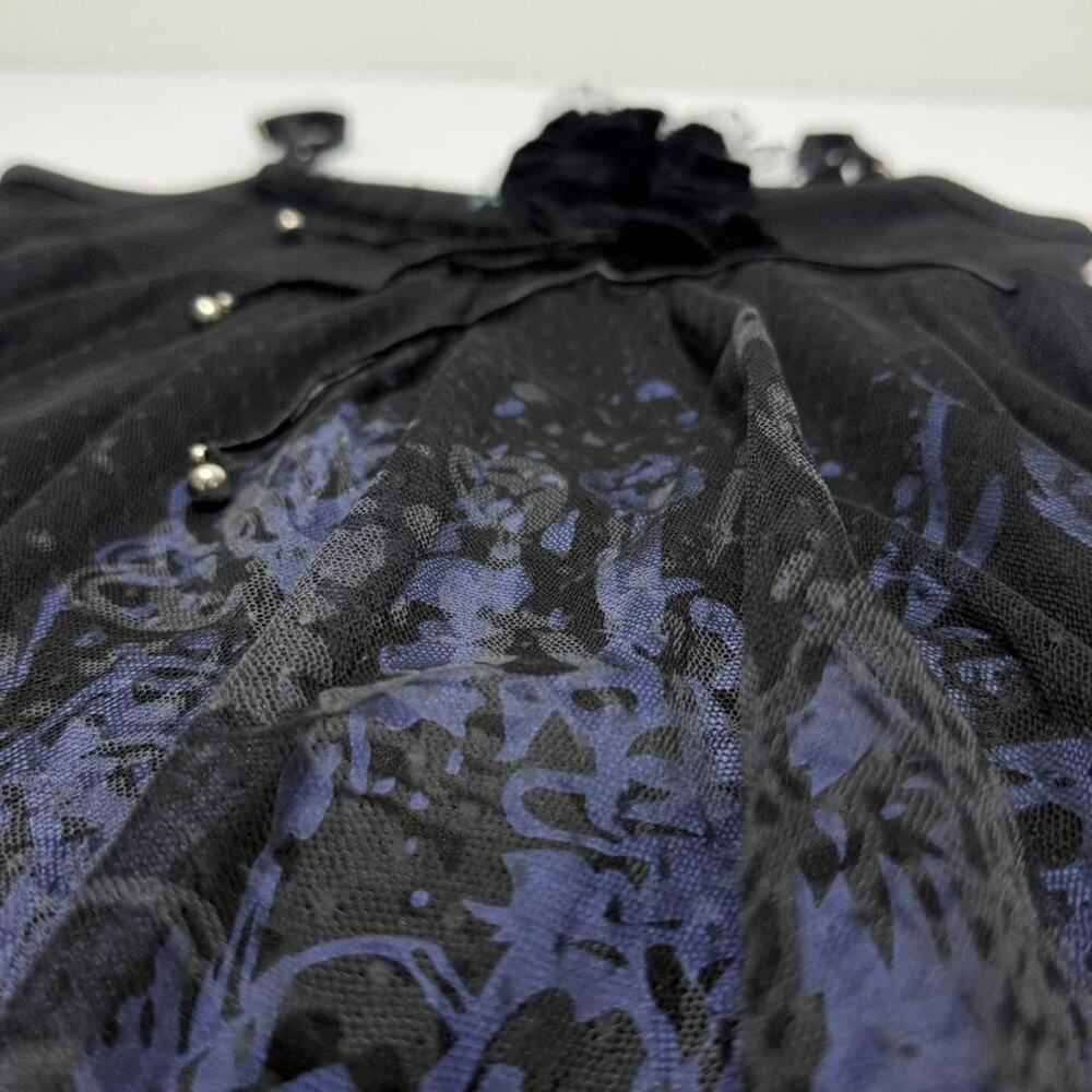 Vintage French Y2K Whimsy Goth Double Lined Lace Mesh Fairy Core Dress Size S - Picture 3 of 7